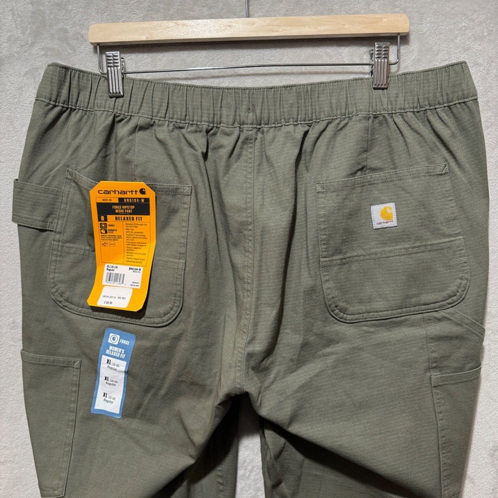 Carhartt Force Ripstop Work Pant BN6194-W Olive Green Womens XL Relaxed Fit NWT - Picture 4 of 11
